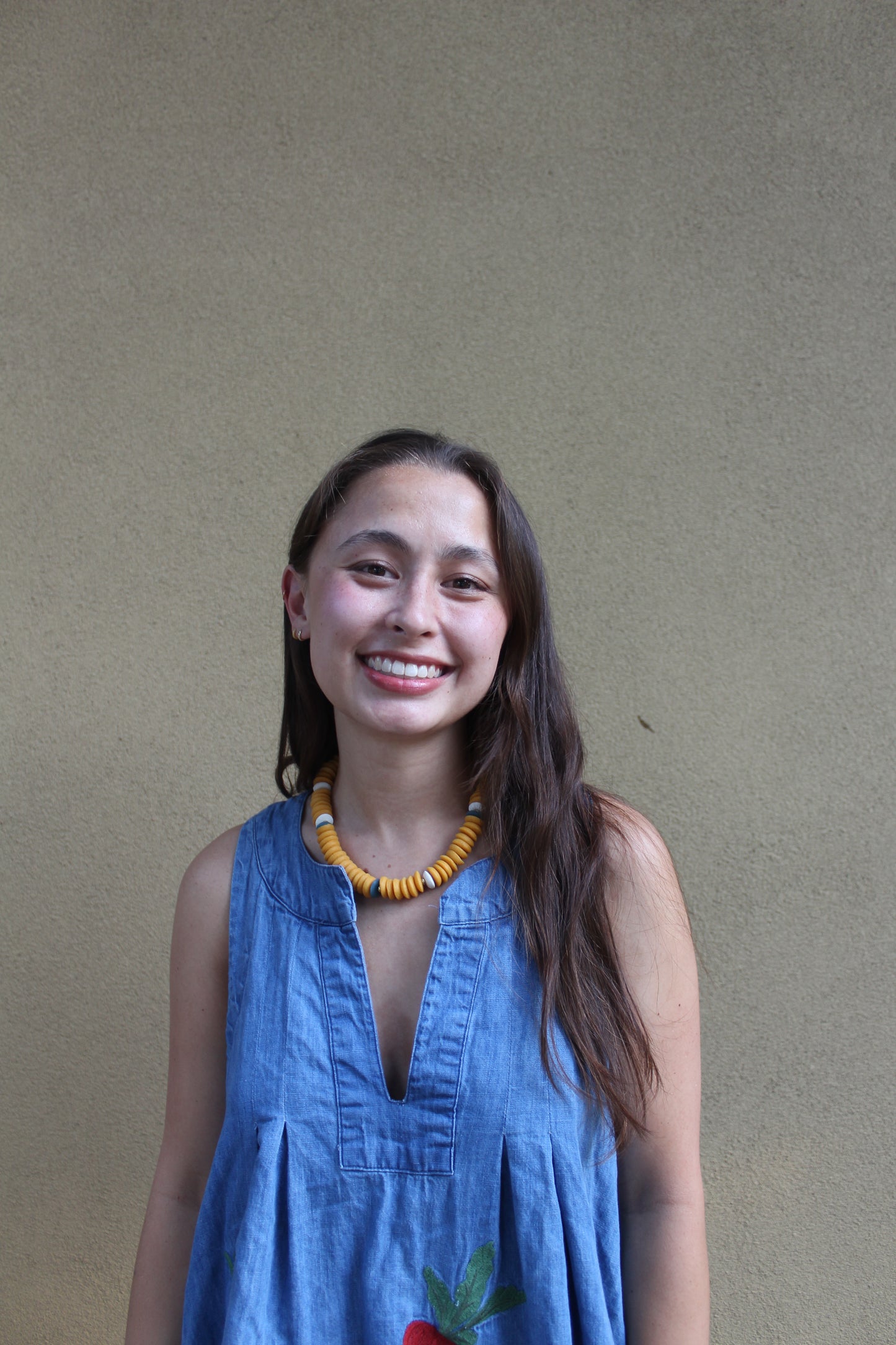 Saucer Necklace-Orange, White, & Blue