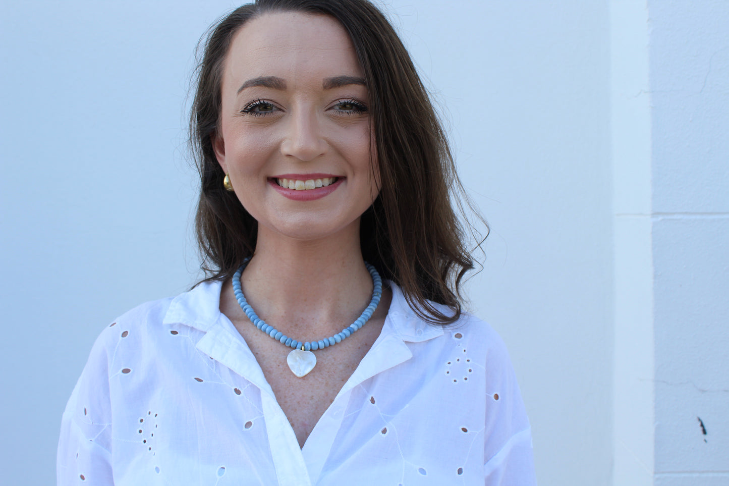 Blue Opal & Heart Pearl Necklace