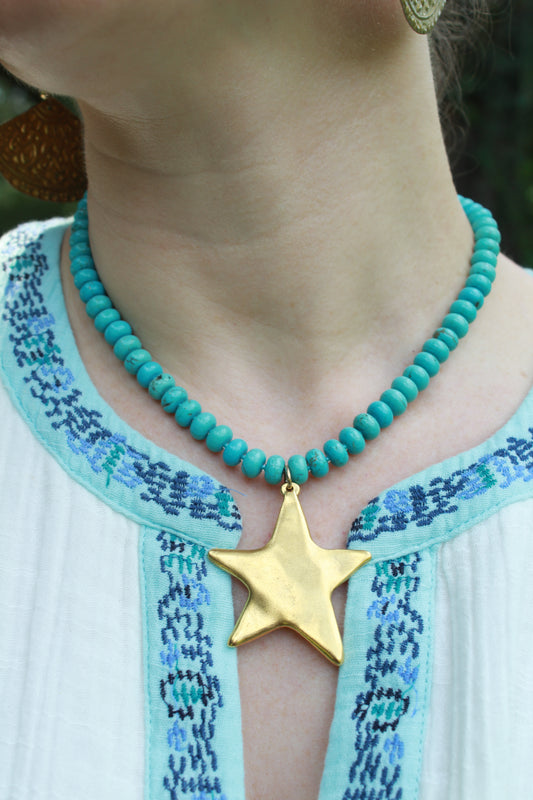 Lucky Star- Turquoise Beaded