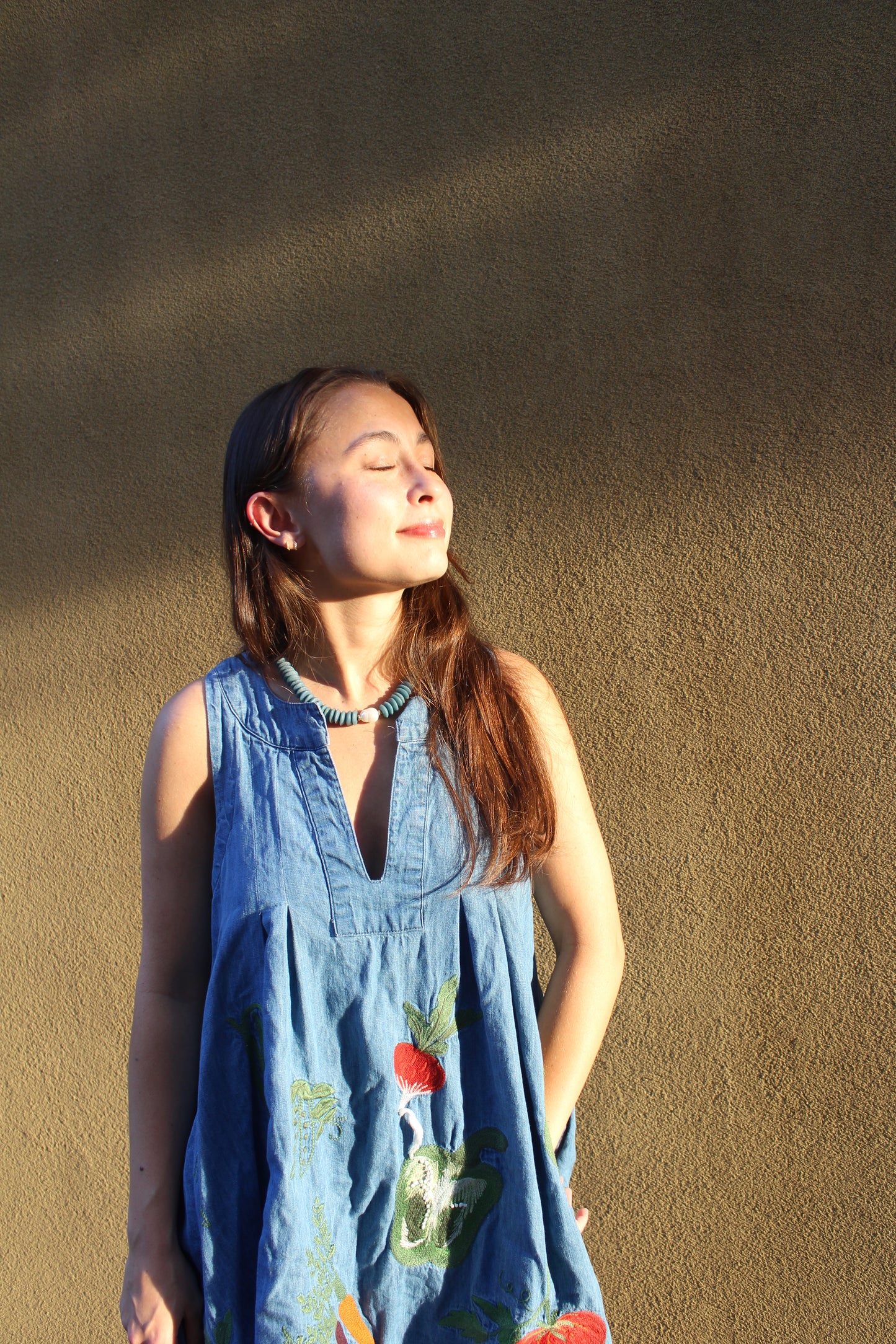 Pearl Saucer Necklace-Blue