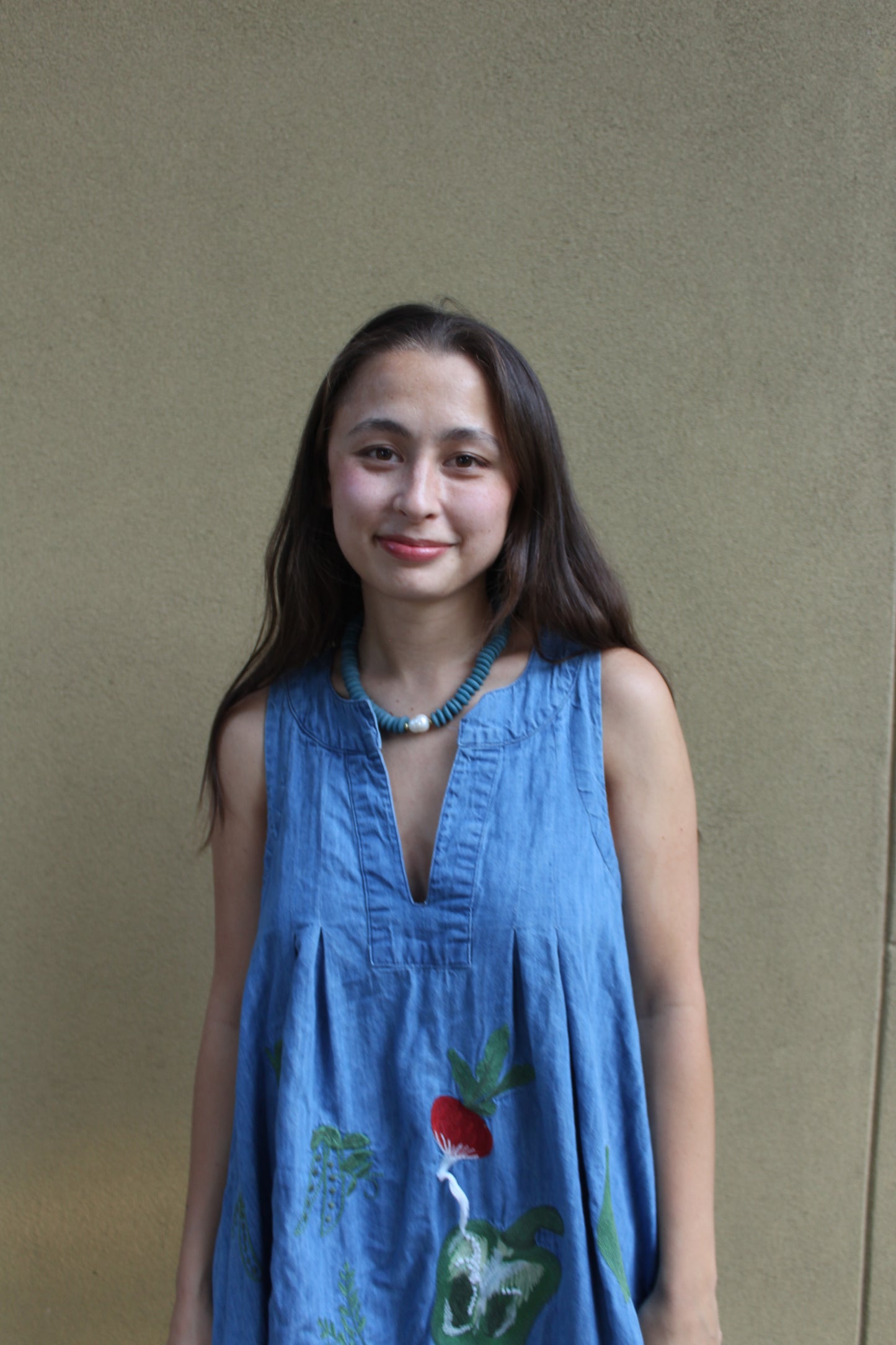 Pearl Saucer Necklace-Blue