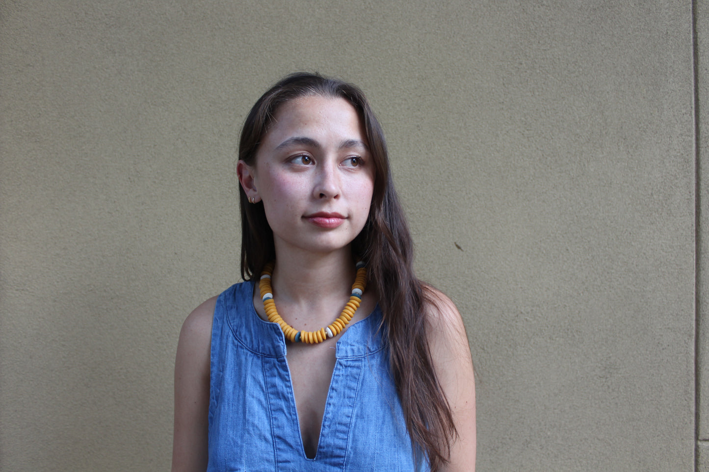 Saucer Necklace-Orange, White, & Blue