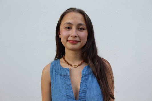 Fall Candy Strands Carabiner Necklace- Brown