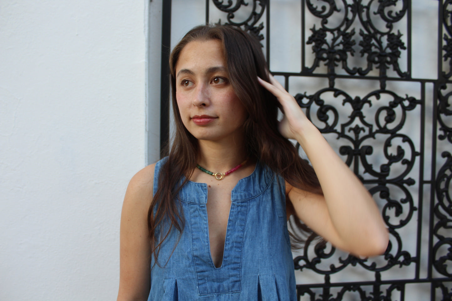 Fall Candy Strands- Tourmaline Carabiner Necklace